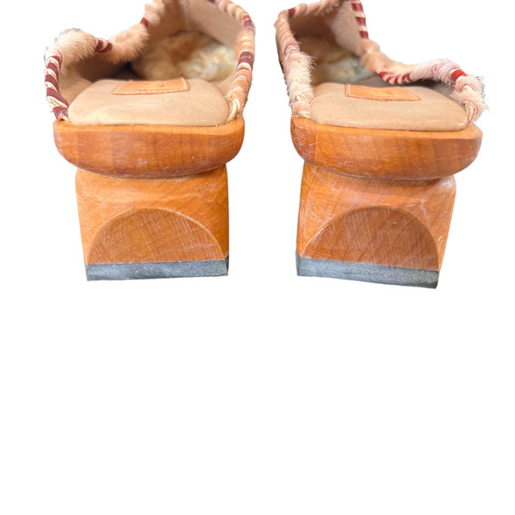 Jim Barnier Wooden Heel Clog Brick Must Women's Size 10 Platform Sandals Leather - Picture 6 of 7